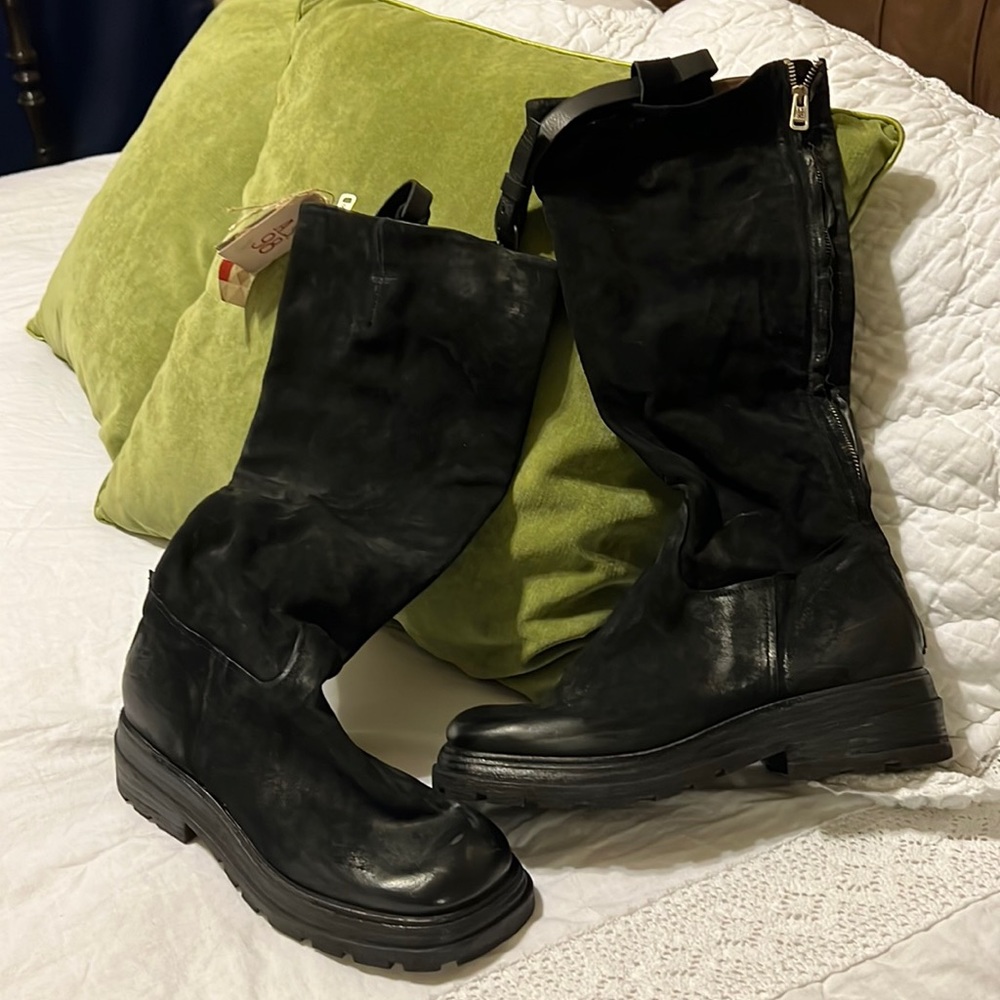 Brand new A.S.98 tall suede boots. These boots are a size 11 in black suede.
